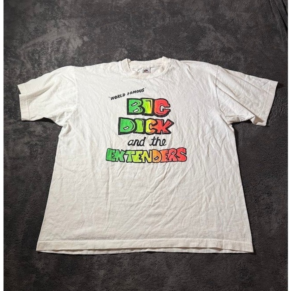Vintage Fruit of the Loom Big Dick and the Extenders Tee XL White USA Made 90s